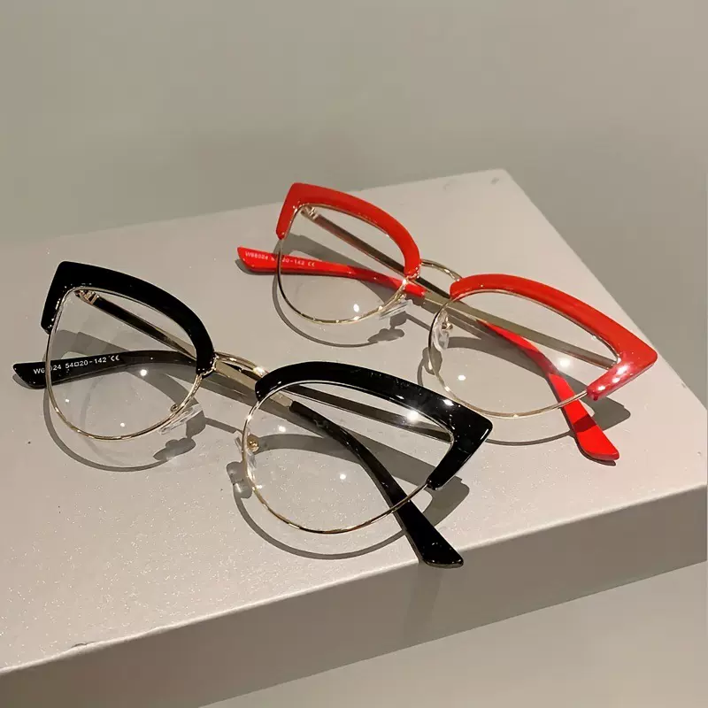 跨境女士猫眼眼镜框平光镜女防蓝光眼镜显脸小框架学院眼镜Glasse