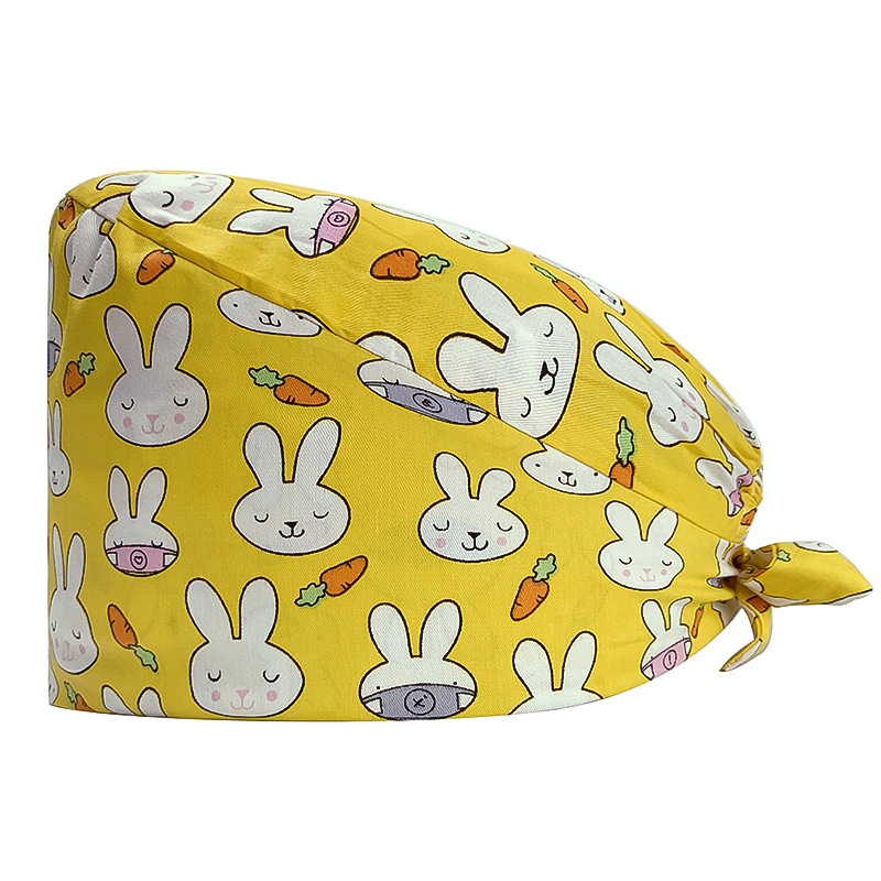 Gorro quirúrgico de algodón puro de las mujeres impreso ajustable calabaza tapa confinamiento quimioterapia a prueba de polvo puntera enfermera trabajo sombrero hombres