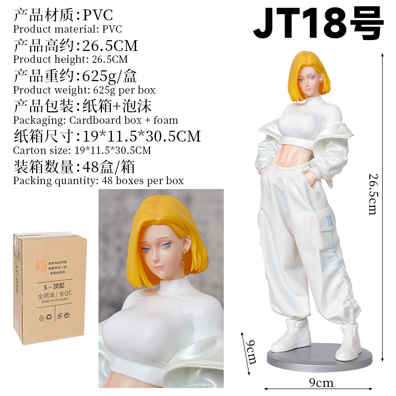 JTの彫像のドラゴンボールの手は18号の人造人の写実的な彫像を作ります。