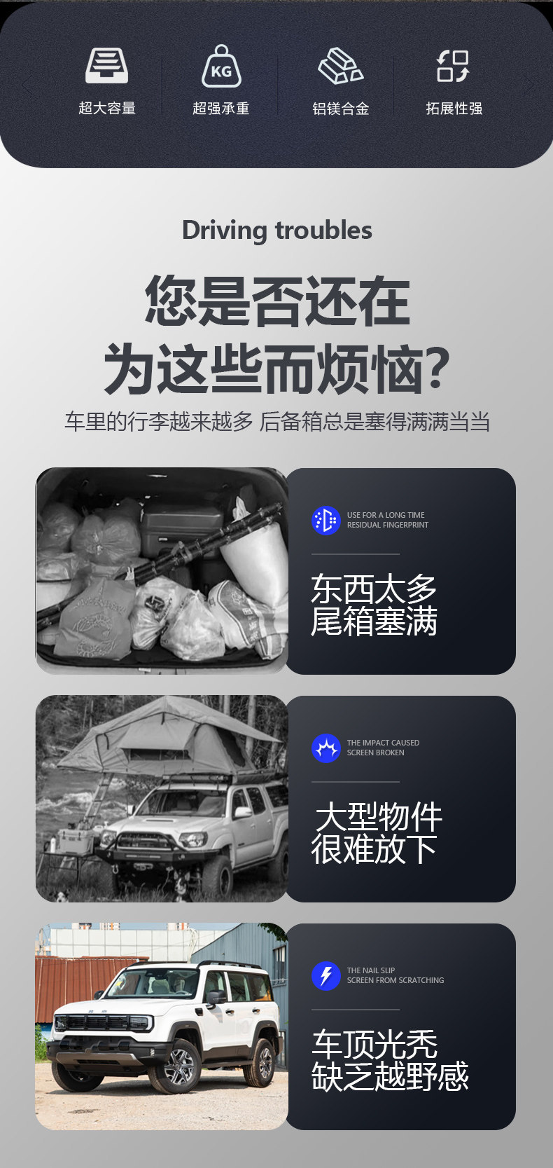Suitable for Beijing Bj30/Bj40/Bj60 Outdoor Roof-Top Expansion Explorer Roof Rack Canopy