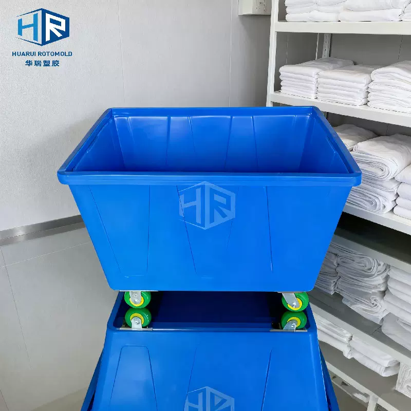 厂家直销PE塑料布草车酒店洗衣房布草车滚塑工艺可定制颜色Logo