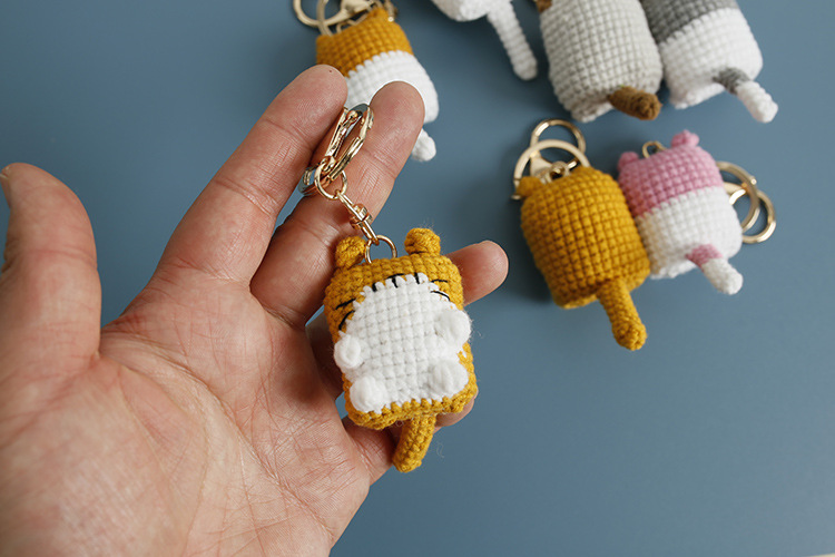 25g Weight Wool Yarn Home Textiles & Decor Type Handmade Inlay Material Keychain Classification 1 Piece Quantity Daily Occasion yarn Material Cartoon, Cat Pattern Knitting Design Cute Style 1 Piece Cartoon Cat Keychain Yarn Handmade Cute Keychain 10