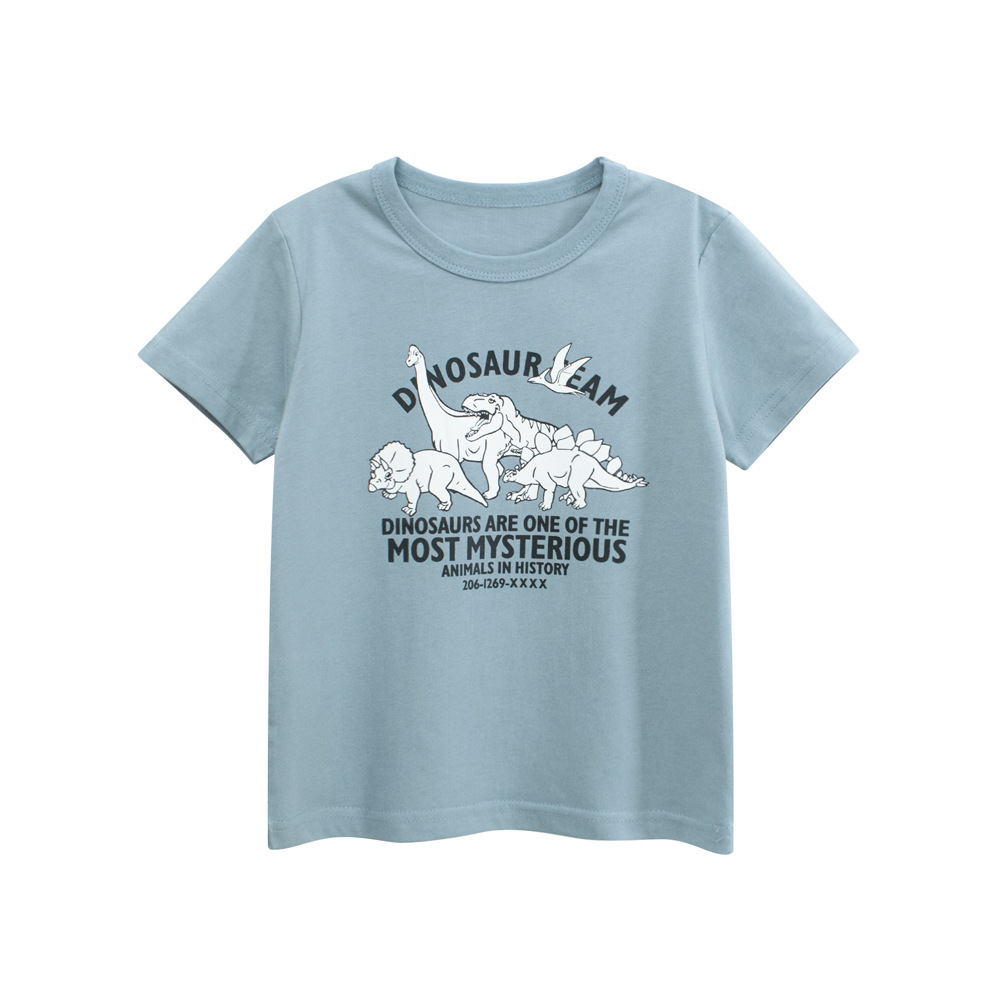 27kids camiseta de manga corta para niños verano nueva ropa para niños niños estampado de dinosaurios camiseta de media manga de una pieza