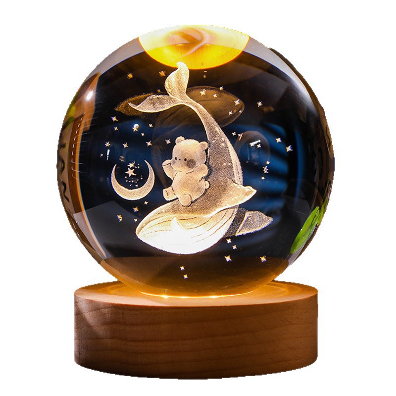 Astronauta luminosa bola de cristal lámpara de noche 3D escultura decoración de mesa para reuniones de estudiantes regalos personalizados