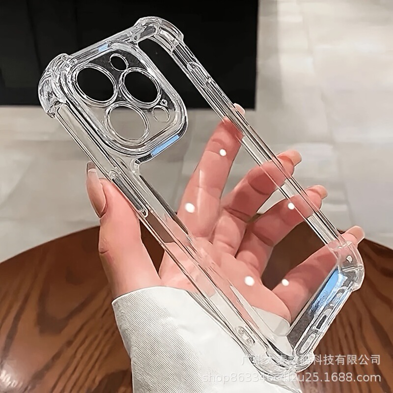 For Apple 16 Mobile Phone Case 14 Transparent Solid Color iPhone15pro Four Corner Anti-fall Space Case 13 Soft Case TPU