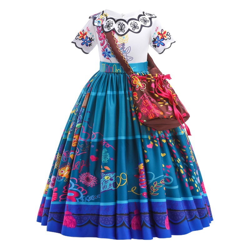 Europa y América transfronteriza nueva magia completa casa encanto niños princesa vestido niñas cos juego de rol vestido de rendimiento