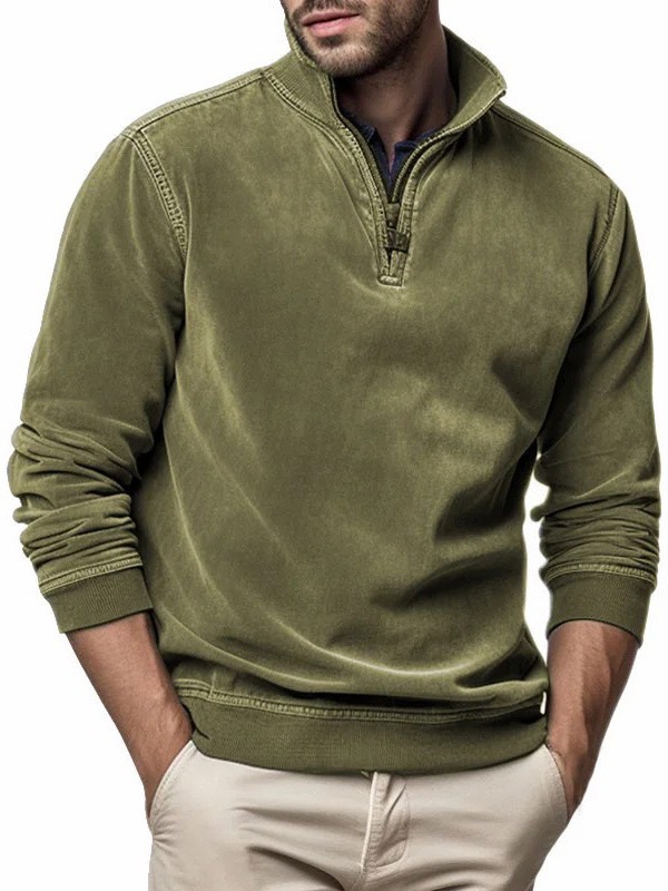 2024 Herrenpullover im ethnischen Stil mit 3D-Druck und halbhohem Reißverschluss_voghion.com