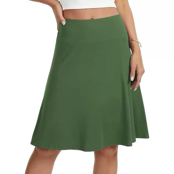 2026 Cross-Border Hot-Selling Amazon Basic High-Waisted Stretchy Mid-Length A-Line Skirt