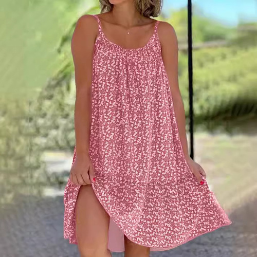 Summer Wish: European & American Style, Bohemian-Style Flared Sleeveless Floral Camisole Dress