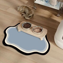 シンプルな特殊な形状の新しい珪藻泥フロアマットペットの飛沫防止と汚れ防止の給餌マット滑り止めとお手入れが簡単な猫と犬のプレースマット