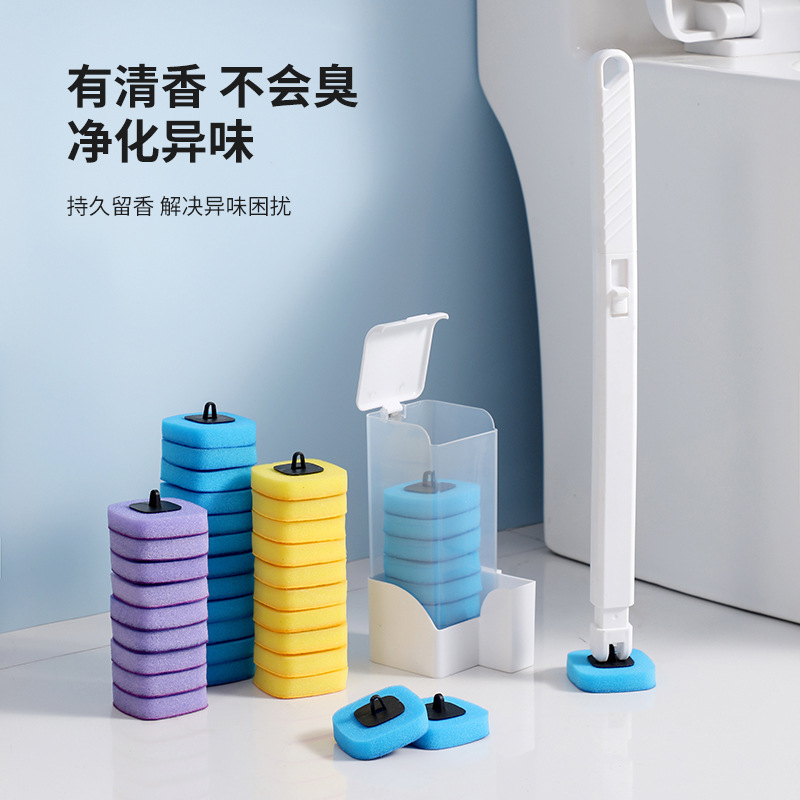 Disposable Toilet Brush Household No-Dead-Corner Toilet Brush Replacement Head Set Wall-Mounted Bathroom Cleaning Brush