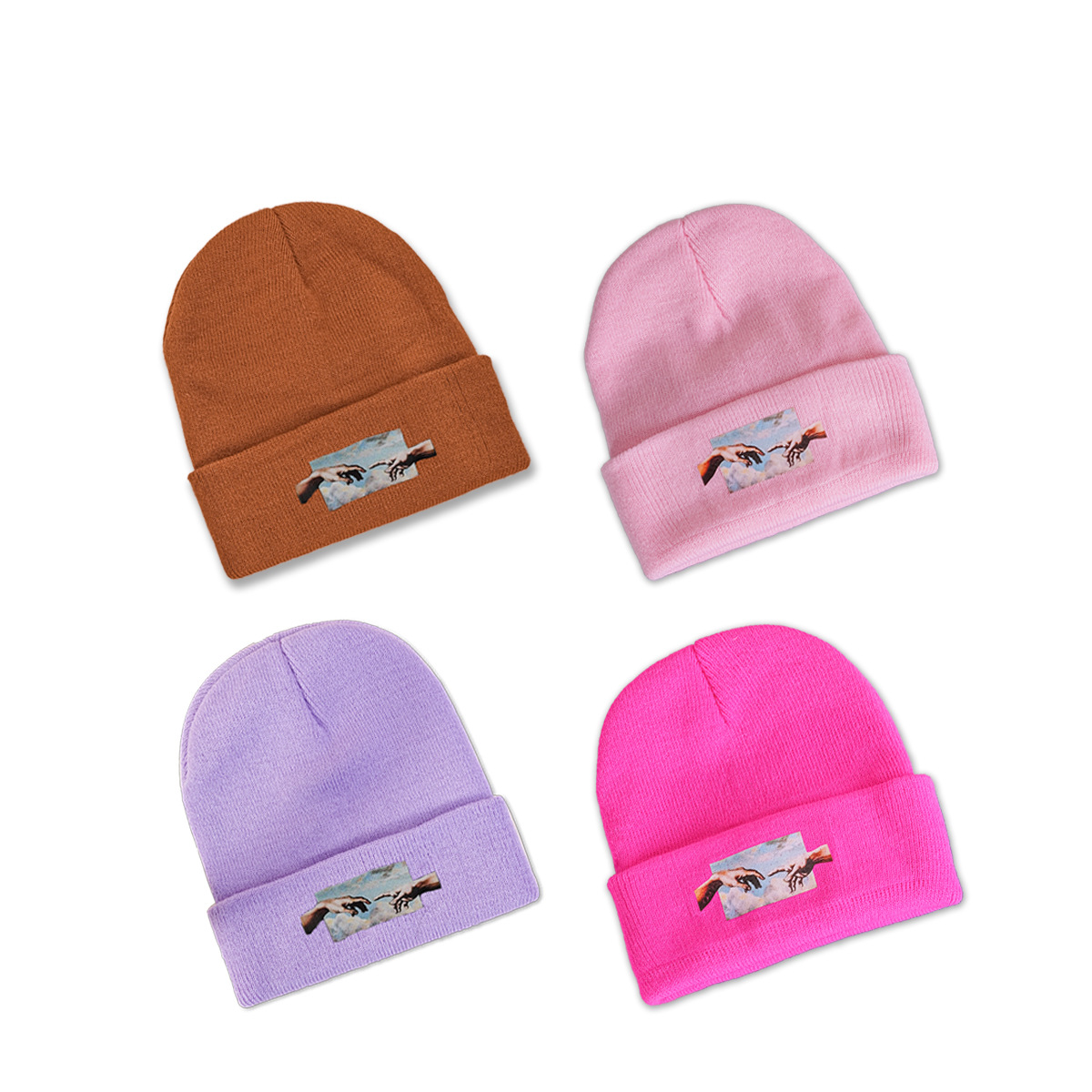 Fashion Painting Printing Knitted Trend Warm Simple Wool Hat Wholesale display picture 3