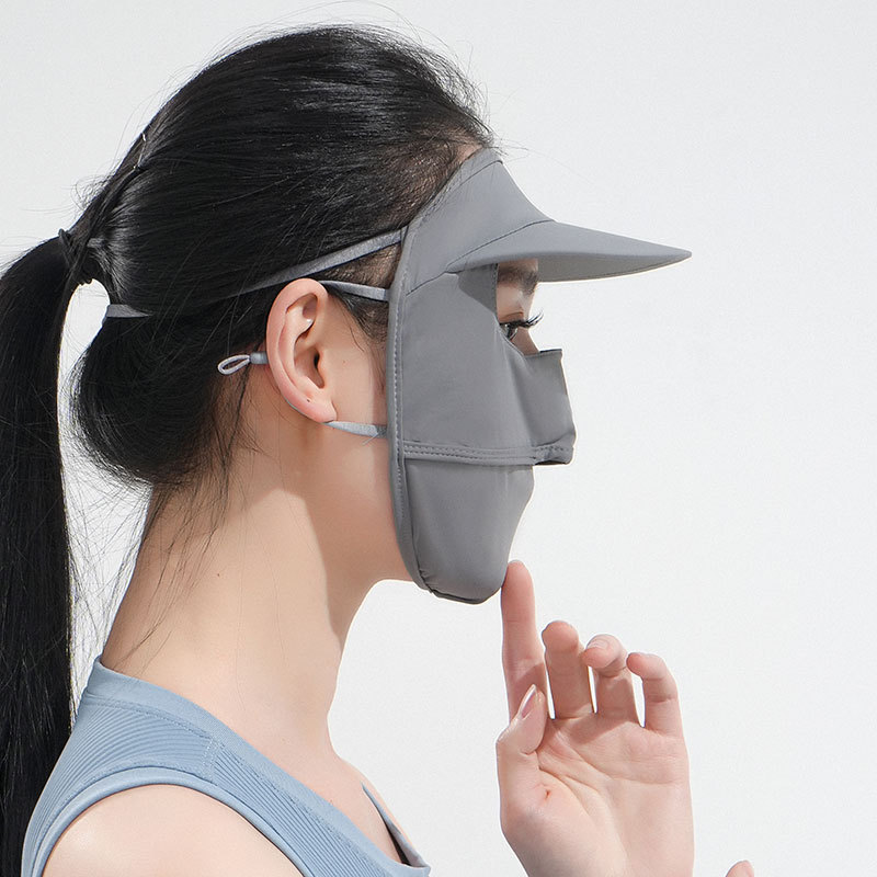 Máscara de protección solar de cara completa para damas cara de verano máscara de sombrero de Gini máscara de seda de hielo anti-ultravioleta todo en uno máscara transpirable