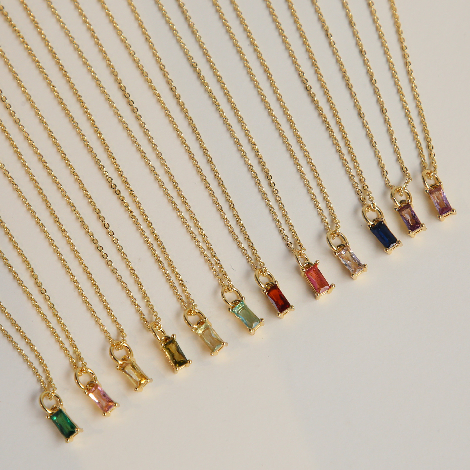 Birthstone Inlay Material Pendant Necklace Classification Wholesale Jewelry Classic Style Letter Copper Brass Birthstone Plating Cable Chain Pendant Necklace