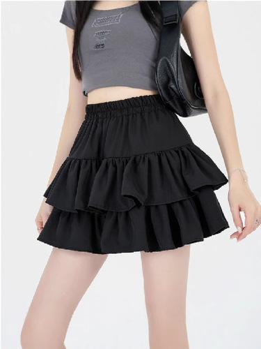 White ruffled fluffy cake dress for women, new summer ballet skirt, high-waist, small a-line skirt