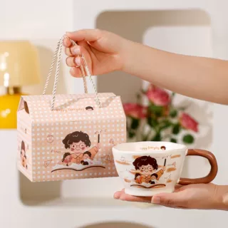 高颜值礼盒装马克杯可爱插画陶瓷杯教师节伴手礼水杯创意礼品杯子
