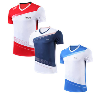 2023 New Crooked ~ Quick Drying Men's and Women's Short Sleeve Summer Competition Badminton Clothes Team Clothes Casual T-shirt Printing