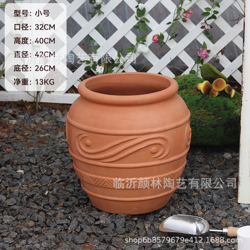 Paisaje de aterrizaje maceta de cerámica roja maceta de cerámica gruesa jardín decoración jar jardín jardín jardín floresta combinación de cerámica ventilada pastoral