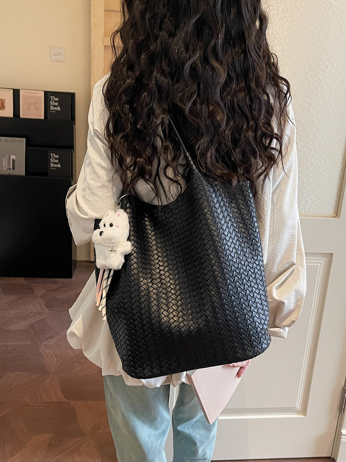 Bolsa coreana de gran capacidad para mujeres 2026 verano nuevo estilo de moda trenzado bolso de hombro axilar de viaje bolsa de ocio