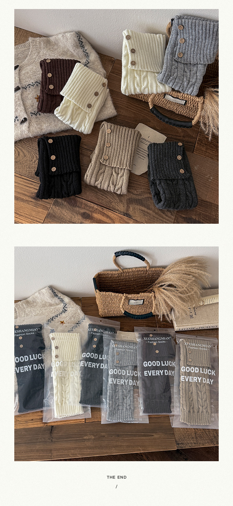 Scaldamuscoli Bootshang Calzini in cotone con polsini e bottoni, calzini retrò intrecciati per autunno e inverno, spessi e caldi, a strati, copri polpacci_voghion.com