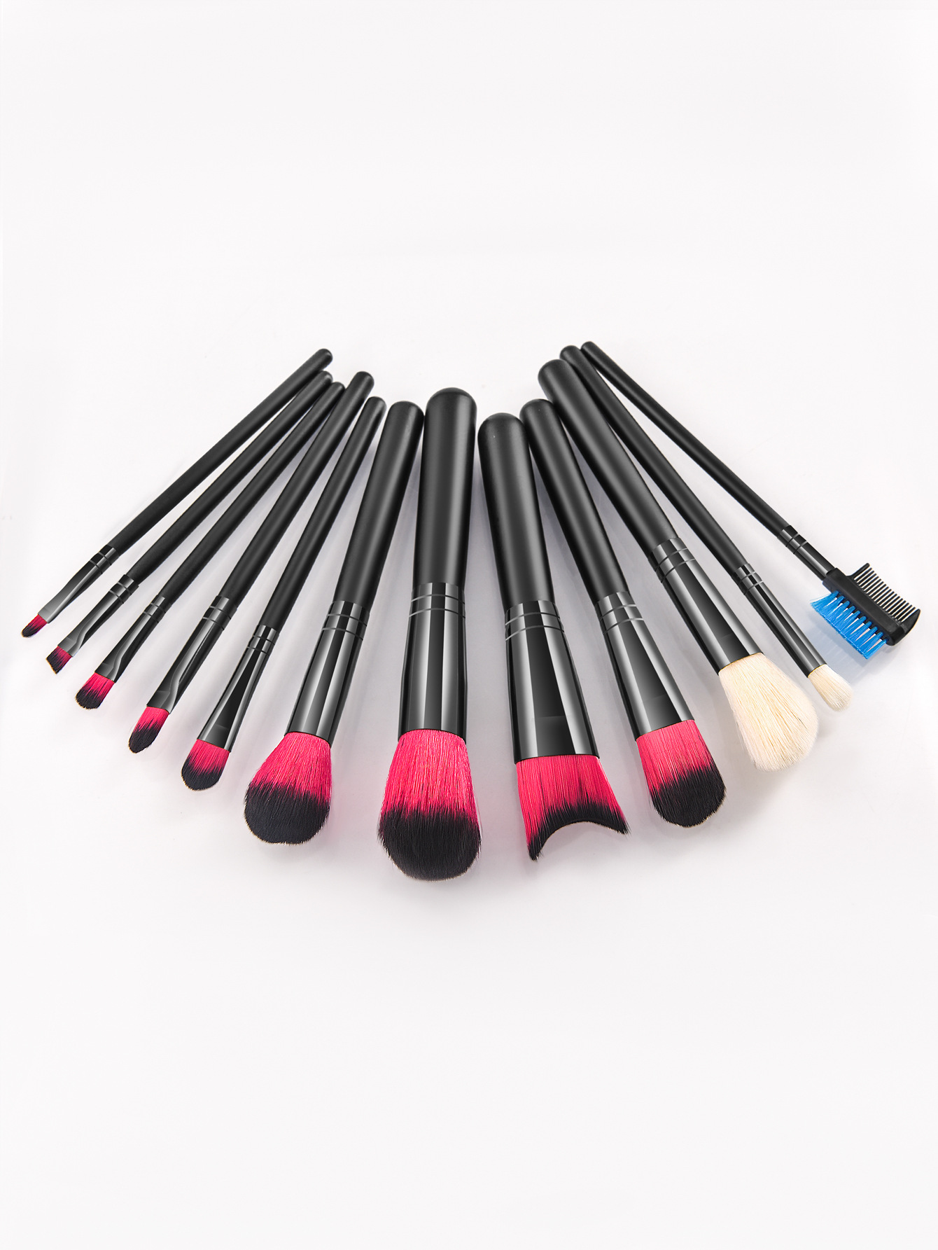Set de 12 pensule profesionale de machiaj negre de înaltă calitate_voghion.com