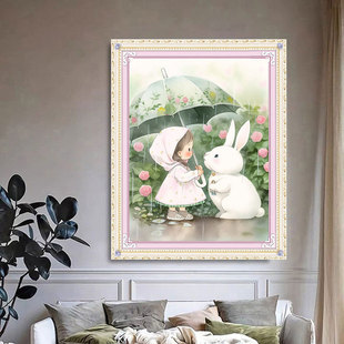 Encountered the Big White Rabbit Cross Stitch 2025 New Line Embroidery Cartoon Cute Character Living Room Small Bedroom Hand Embroidery