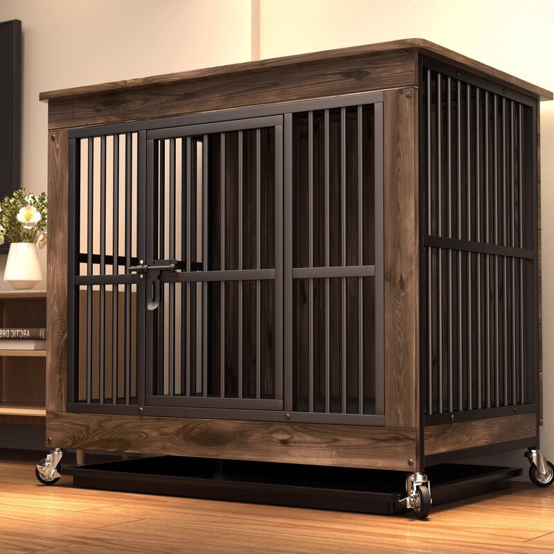 木质狗笼子带厕所大中小型犬室内狗窝屋边牧金毛宠物可置物家具式|undefined