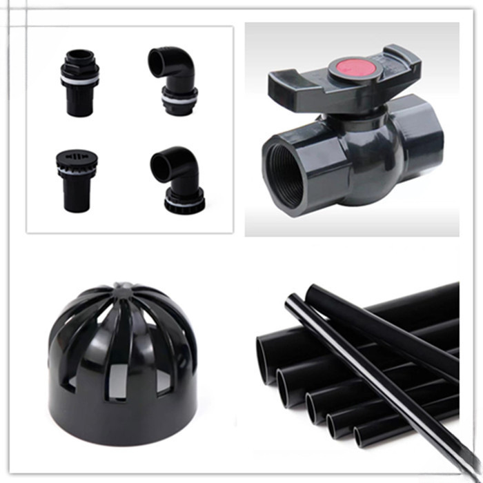 PVC黑色鱼缸上下水接头 弯头 鱼缸强排接头弯头 球阀 透气帽20 50