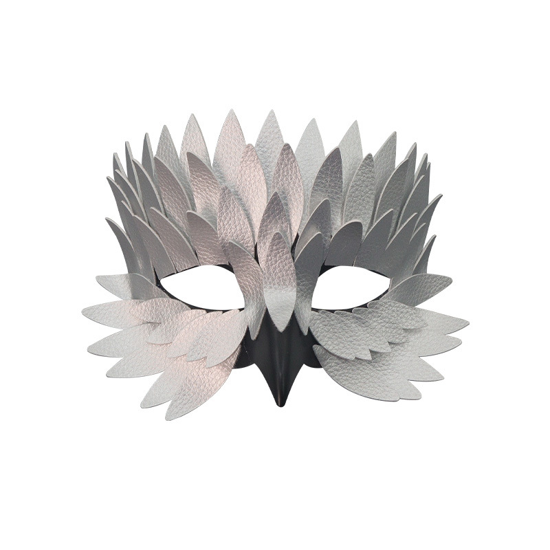 Halloween transfronterizo nueva máscara de plumas de boca de pájaro mitad cara cosplay accesorios de vestuario máscara de baile de maquillaje mujer