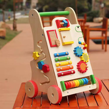 儿童教具外贸出口一件代发多功能学步车 儿童木制学步手推车助步