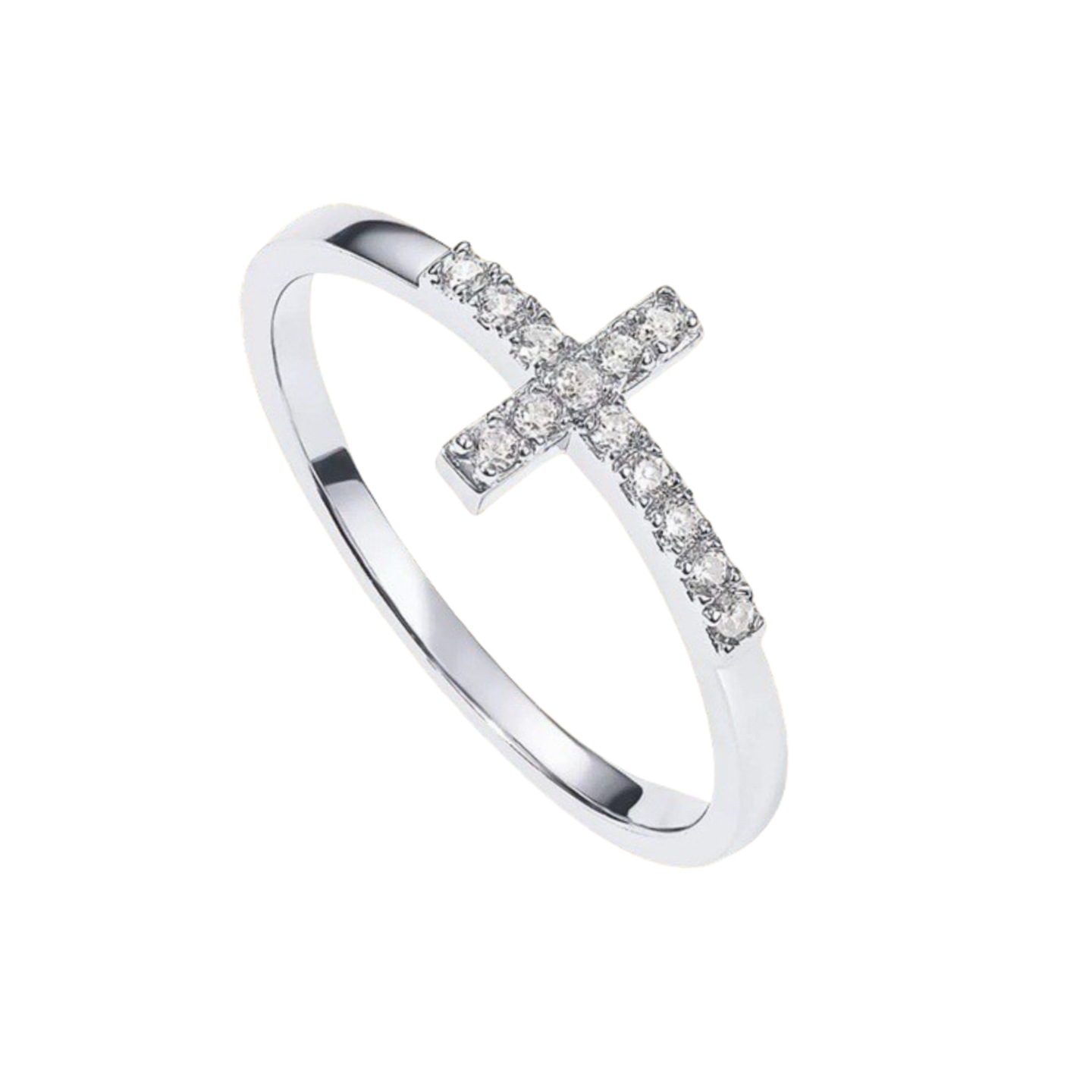 Anello minimalista con croce placcato oro gioielli donna moda_voghion.com