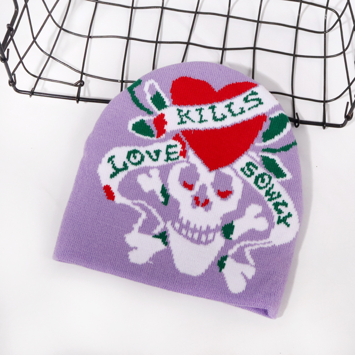 Halloween letter skull hat acrylic knit hat fall/winter warm hat hat_voghion.com