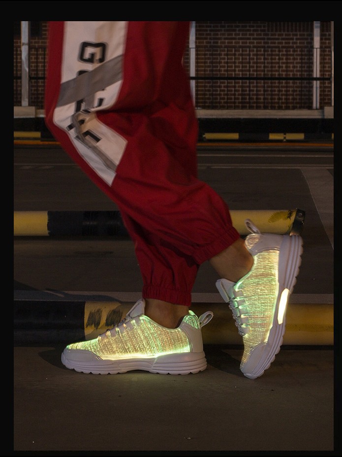 Zapatillas luminosas fibra óptica | Zapatos LED recargables para baile
