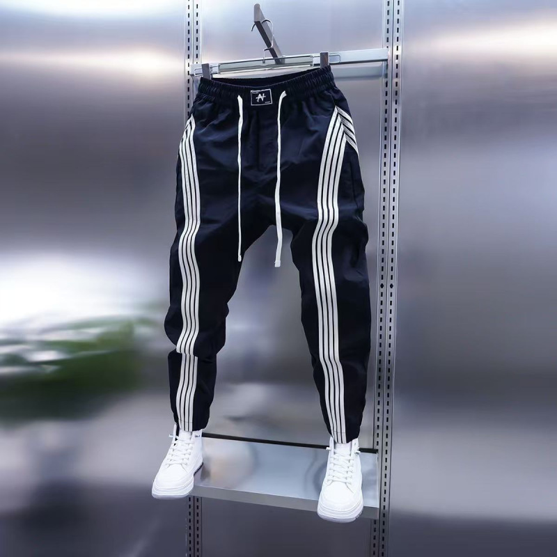 2026 Men's New Patchwork Casual Pants with Stripes, Trendy Quick-Dry Striped Slim-Fit Pants for Teenagers