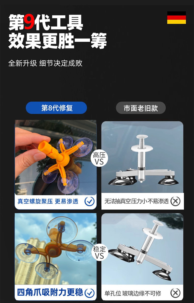 Car Glass Crack Repair Fluid, Front Windshield Crack Repair Agent, Small Dent Restoration Agent, Crack-Free Adhesive