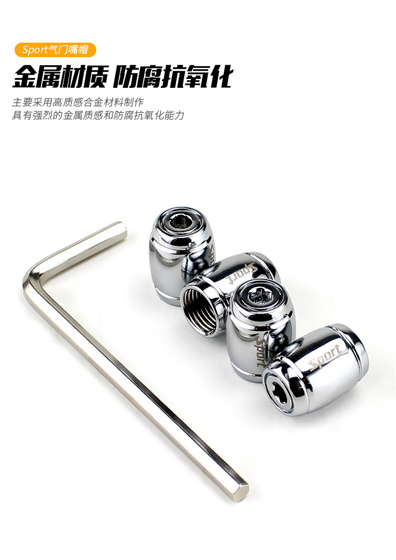Car Tire Valve Cap Anti-deflation Metal Valve Core Cover Anti-theft Universal Electric Vehicle Motorcycle Valve Cap