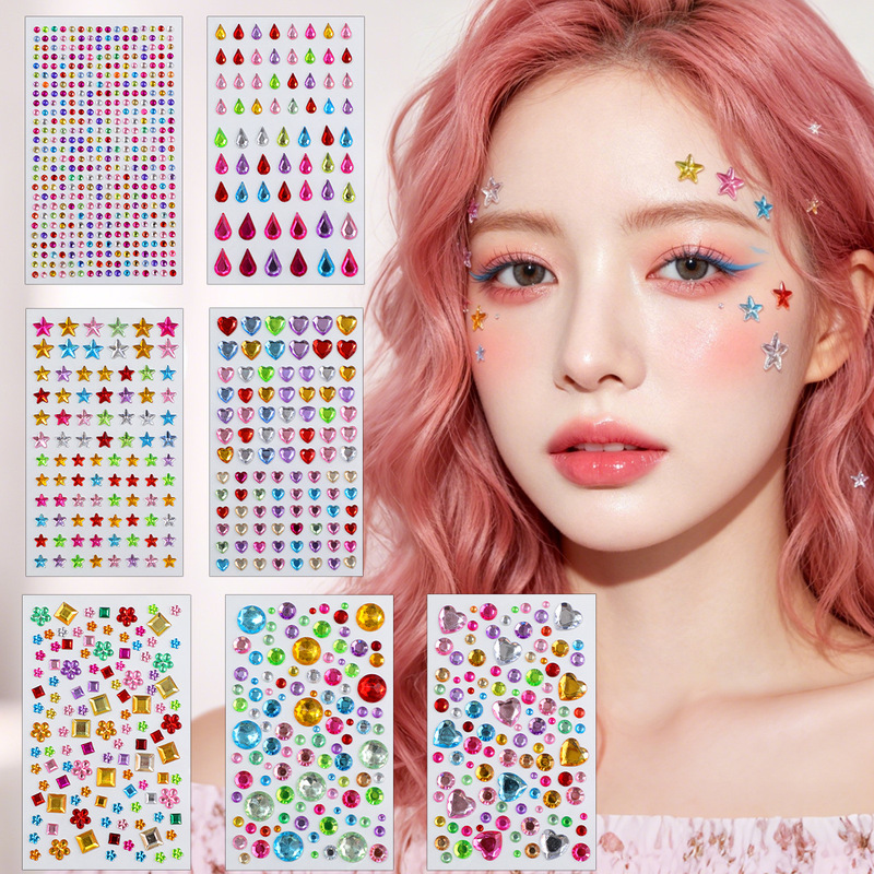 New colorful multi-shaped acrylic diamond stickers, heart-shaped and water drop gem stickers for children's DIY phone case decoration New colorful multi-shaped acrylic diamond stickers, heart-shaped and water drop gem stickers for children's DIY phone case decoration