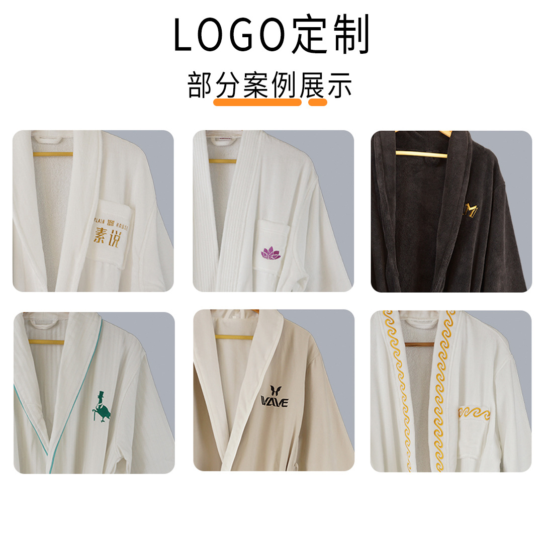 Ropa de baño de hotel blanco hotel residencial salón de belleza ropa de baño delgada primavera y otoño algodón waffle mangas largas