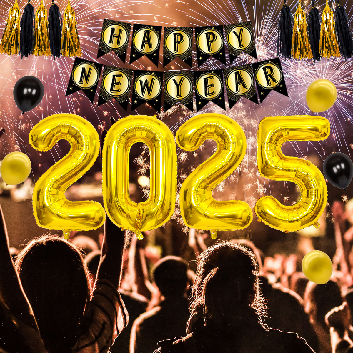 Palloncino di Capodanno da 32 pollici con numero 2025 in oro, palloncino in pellicola di alluminio, decorazione per feste di Capodanno, set di palloncini_voghion.com