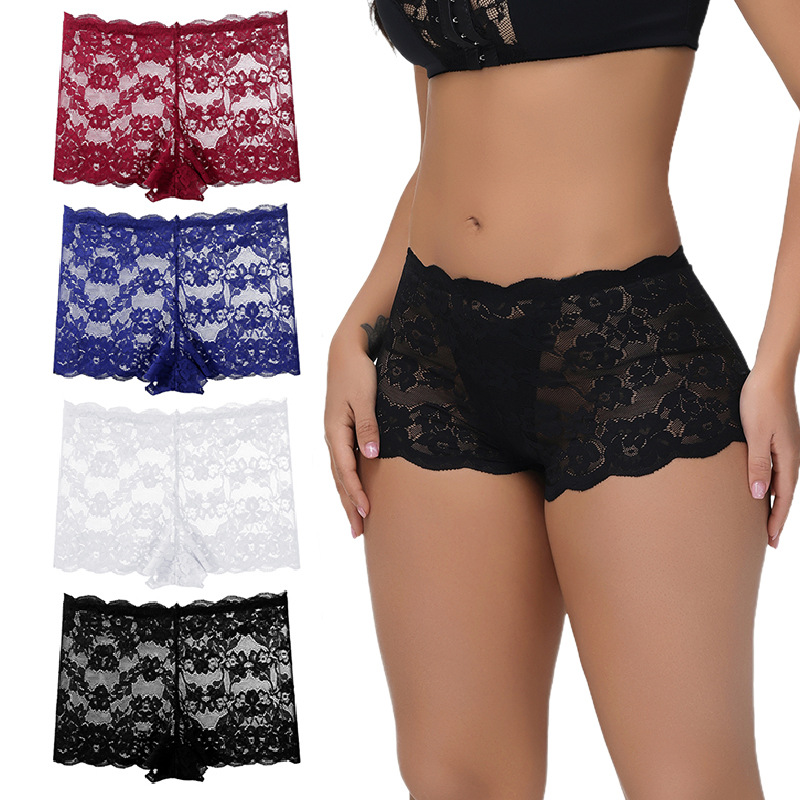 Foreign Trade plus size Lace Boxers Women's Panty Set High Waist Sexy Shorts Four Corner Anti-walking Panties Cross-border