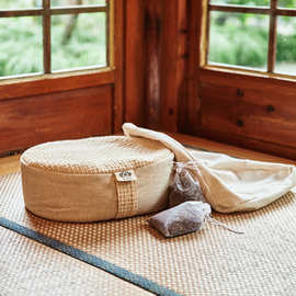 茶室蒲团原家用单日亚麻客厅禅意冥想飘窗瑜伽枕加厚蒲团坐墩藤越