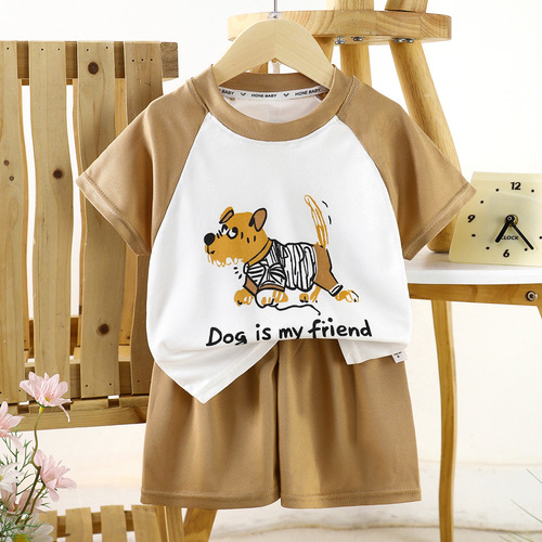 New children's summer clothing set, casual loose clothes for boys, short-sleeved baby summer children's wear, wholesale infant clothing.