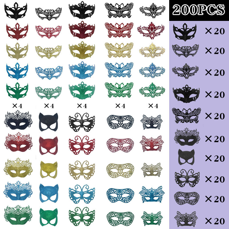 2025 Amazon nuevo carnaval europeo y americano polvo agujero conjunto de máscaras combinadas máscaras de baile de maquillaje