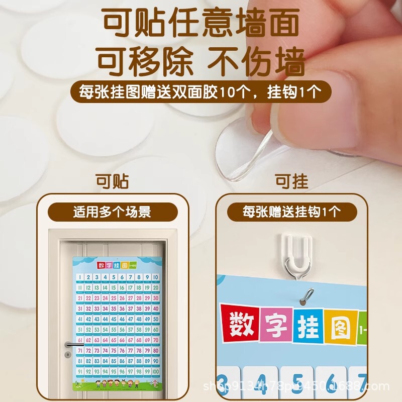 数字挂图1到100百数表板幼儿园一早教儿童识字启蒙认知数学画墙贴|undefined
