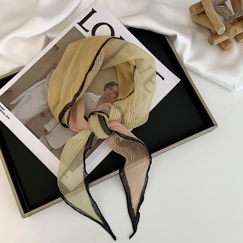 Pañuelo de seda de alta calidad nuevo estilo bufanda arrugada a juego de colores bufanda en forma de diamante bufanda de tul decorativa multifuncional de moda cinturón