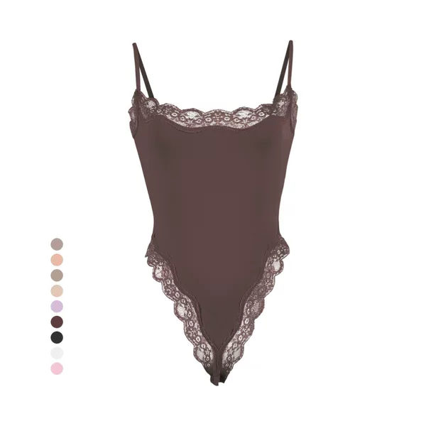 Lace Camisole Bodysuit Shapewear One-Piece Lace Trim Sexy Shapewear Same Style as Skim*