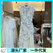 十三行女装新款国风假两件旗袍连衣裙女新中式小众设计不规则长裙