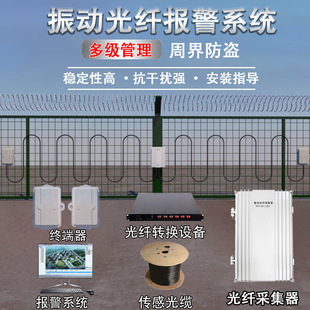 Vibration fiber optic vibration sensing fiber optic cable burglar alarm detector perimeter intrusion alarm system complete set