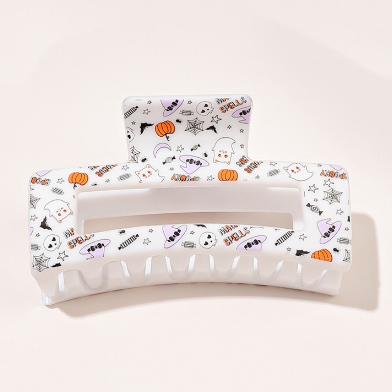 Women's Gender Hip-Hop, Retro, Funny Style Halloween Hip-Hop Retro Funny Women's Printing Pumpkin Skull Plastic Hair Claws