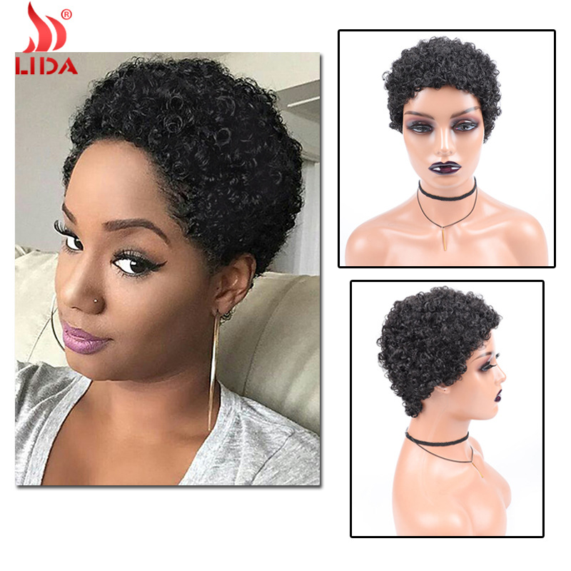 Amazon wig European and American chemical fiber mechanism headgear African short curly hair explosive head Afro wig Lida manufacturer